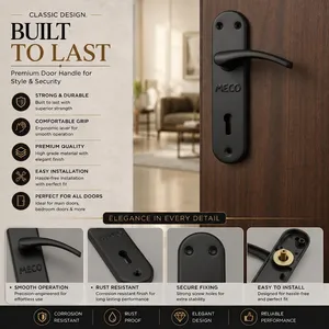 Poignée de porte universelle KELLTON en acier inoxydable, étanche, avec bouton-poussoir, design moderne ambidextre pour chambre, hôtel, villa - Product Image 2