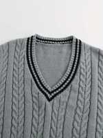 Pull en tricot personnalisé pour homme grande taille, col en V, motif uni, pull chaud d'hiver, pull de fête, laine/acrylique, vente en gros