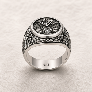 Anillo de Plata de Ley 925 con Ojo de Águila Oxidado Negro, Estilo Gótico - Product Image 3