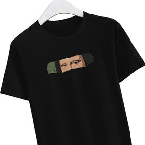 Camiseta Negra de Manga Corta para Hombre, con Estampado Frontal, Cuello Redondo, Corte Regular, Tejido de Punto, Secado Rápido, Transpirable, Estilo Urbano - Product Image 1
