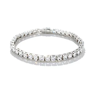 Bracelet et jonc unisexe en or blanc 14 carats avec diamants de laboratoire taille brillant ronde, style classique tendance, bijoux pour usage quotidien - Product Image 1
