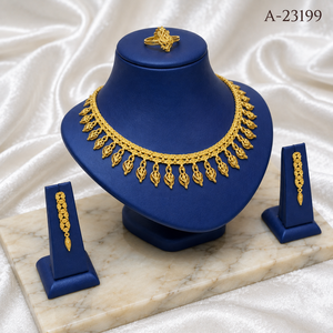 Juego de Joyería de Moda con Circonitas Ovaladas Chapadas en Oro de 24K, Collar y Aretes para Mujer, para Bodas y Fiestas - Product Image 2