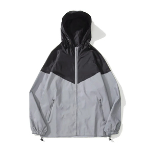 Streetwear Fashion Clothing Supplier Low MOQ Two Tone Hooded Windbreaker Custom Logo <b>Print</b> Running Track Jacket Gym Tracksuits - Product Image 3