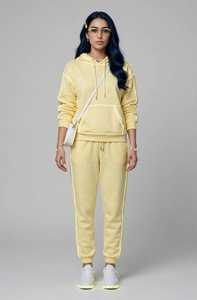 Ensemble de survêtement 2-en-1 pour femme, imprimé color block marron et blanc, avec haut à col roulé zippé à manches longues et pantalon de jogging ample et sportif à fentes latérales - Product Image 6