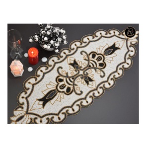 Creative Handmade <b>Beaded</b> Table Runner White And Golden Combination Buy Direct From Supplier At Bulk Price Use In Decoration - Product Image 1