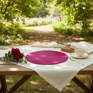 Premium Dark Pink Poly Satin Handmade Round <b>Placemat</b> <b>for</b> Dining <b>Table</b> Luxury Home Hotel Wedding Use Fully Customisable - Product Image 2