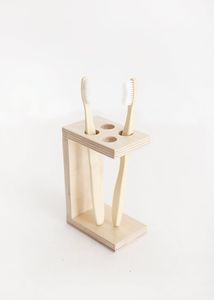 Natural Wooden <b>Toothbrush</b> <b>Holder</b> With Drainage Design For Hygienic Bathroom Storage And Long Lasting Use - Product Image 6