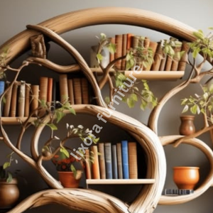 Artistic Circular Tree Shaped <b>Solid</b> <b>Wood</b> Bookshelf Unique Wall Decor Handcrafted Display Rack - Product Image 5