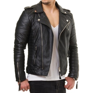 Veste en cuir de mouton PU mince à col montant pour hommes, printemps-automne, manteau de moto décontracté à la mode, veste de motard en cuir - Product Image 3