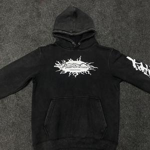Vintage <b>Washed</b> Men's Hooded Sweatshirt 100% Cotton Jersey Pullover Hoodie with Front Pocket <b>Screen</b> Print Winter Wear - Product Image 1