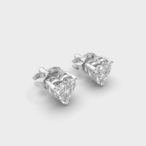 IGI Certified Lab Grown Heart Shape Diamond Stud <b>Earrings</b> 9K Yellow / White / Rose Gold Solitaire Heart Diamond <b>Earrings</b> - Product Image 2