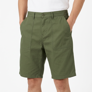 Pantalones Cortos Bermuda de Algodón Verde para Hombre, Cintura Media, Cierre de Botones, Color Sólido Informal, Bolsillos, Tejido Transpirable - Product Image 6