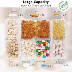 Organizzatore Portatile per Pillole da Viaggio a 7 Scomparti, 2 Pezzi, Design Pieghevole per Uso Quotidiano, Portapillole Tascabile per Conservazione Giornaliera - Product Image 3