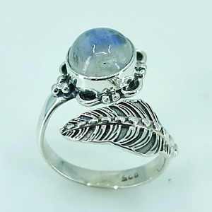 Rainbow Moonstone <b>Ring</b> 925 Sterling <b>Silver</b> Handmade <b>Statement</b> Promise <b>Ring</b> for Women Boho Round June Birthstone Jewelry - Product Image 5