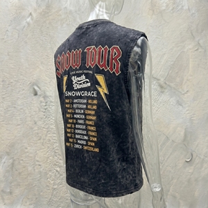 Snow <b>Tour</b> Sleeveless <b>T</b>-<b>Shirt</b> Men's O-Neck Cotton Street Style Printed Vest Regular Fit Letter Pattern Front Logo - Product Image 6