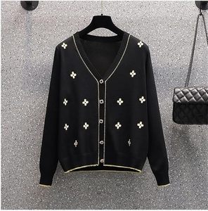 เสื้อคาร์ดิแกนคอวีผู้ชาย ระบายอากาศได้ดี ประดับมุกเทียม ติดกระดุม ถักลายเพชร ดีไซน์เนอร์สไตล์ - Product Image 4