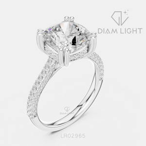 Bague en or blanc 14 carats avec diamant de laboratoire taille coussin 3,68 carats, certifié IGI, couleur F+, clarté VS+, bijoux de fiançailles pour femme, idéal pour offrir - Product Image 2