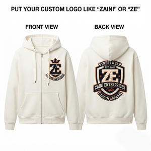 Women Zipper Hoodie 400 GSM Cotton Fleece <b>White</b> Custom Embroidery Chenille Patch Logo Heavyweight OEM ODM Apparel - Product Image 1