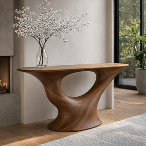 Mesa Consola Moderna de Madera Sólida, Mesa de Entrada Estrecha Hecha a Mano para Apartamento, Decoración Única para el Hogar - Product Image 5