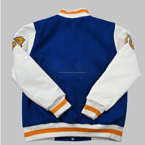 Personalized Jacket Letterman Jacket Best Quality Varsity Jacket With Blue <b>Wool</b> Body <b>White</b> Leather Sleeves - Product Image 2