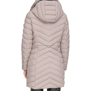 Chaqueta acolchada de invierno de estilo doble con capucha Abrigo largo con cremallera completa con forro de lana y relleno de algodón Cálido con bolsillos - Product Image 3