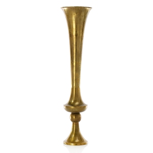 Vase trophée en métal doré antique, base carrée, piédestal, urne à fleurs, vase trompette classique finition laiton, centres de table de mariage, décoration d'hôtel - Product Image 6