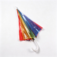 Parapluie transparent arc-en-ciel, ouverture manuelle, tissu POE, baleines en fer, transparent coloré, poignée à crochet blanche, léger