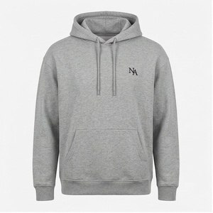 Sweat-shirt à capuche gris pour homme avec poche avant, logo brodé, coupe décontractée, vêtement d'automne - Product Image 1