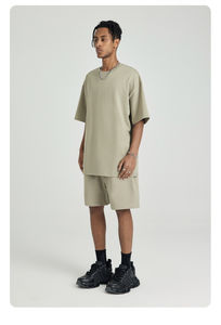 Conjunto de Verano para Hombre, Camiseta y Pantalones Cortos de Algodón Grueso, Personalizables, Estilo Casual - Product Image 2