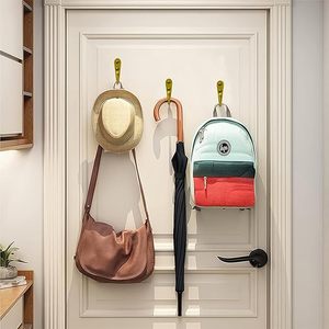 Gancho de pared dorado de una sola punta con extremo de bola y tornillos para ropa, sombreros, toallas, bolsos, batas, llaves, entrada, baño, dormitorio - Product Image 3