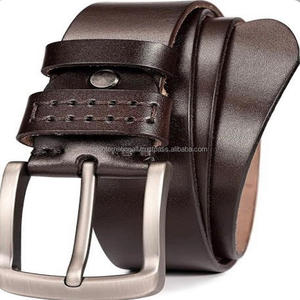 Wholesale Fashion Business Retail Brown Full Grain Men's Leather Casual <b>Belt</b> in All Custom Sizes with <b>Silver</b> Plated Solid <b>Buckle</b> - Product Image 1
