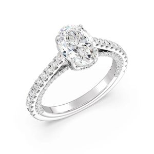 Anillo de compromiso solitario ovalado de 2 quilates con halo oculto - Product Image 4
