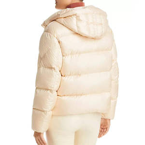 Chaqueta Acolchada Beige con Capucha y Cierre de Cremallera, Rellena de Plumón, Cortavientos, Estilo Casual, Corte Regular, Largo Corto - Product Image 5