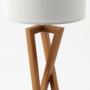 Lampe sur pied en bois ronde au design moderne, en zigzag, pour la décoration de la maison et des hôtels, couleur personnalisée avec source lumineuse - Product Image 3