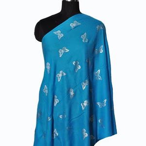 Lowellcraft Fine <b>Wool</b> Foil Printed Floral Long Scarf 85% Fine <b>Wool</b> 15% Silk with Cashmere Breathable Winter - Product Image 1