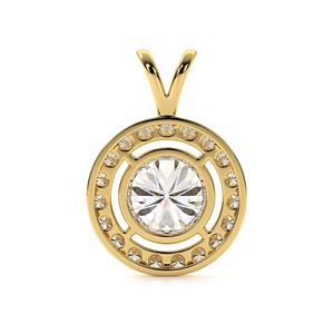 Pendentif halo en or jaune massif 14 carats plaqué rhodium, diamant rond brillant cultivé en laboratoire certifié IGI D VVS1, 1,4 carat, bijoux fins - Product Image 3