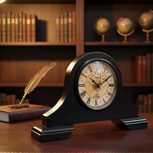 Reloj de Escritorio de Metal Decorativo Vintage con Trípode, Movimiento de Cuarzo, Función de Snooze Luminova, Acabado Dorado y Blanco - Product Image 4