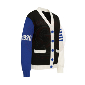 Sorority Zeta <b>Women</b> Sweater Acrylic Knitted <b>Cardigan</b> V Neck Greek Embroidery ZPB Letter Long Sleeve Sweater Collage Wear - Product Image 3