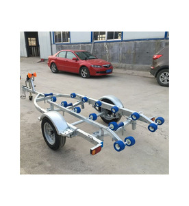 Remorque pour deux jet-skis en alliage d'aluminium 5x2,6m, capacité 1200KG, certifiée ISO CE, à essieu unique, avec rouleaux oscillants pour bateaux pneumatiques - Product Image 2