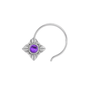 Indian Mores 925 Sterling <b>Silver</b> Round Shape Amethyst Cup Setting <b>Nose</b> Pin <b>Stud</b> for Women Girls - Product Image 3