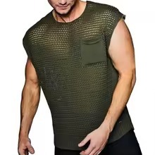 เสื้อกล้ามตาข่ายผู้ชาย ระบายอากาศได้ดี ผลิตจากผ้าฝ้าย 100% พร้อมส่ง - Product Image 5