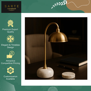 Fournisseur indien vendant des lampes de table élégantes en laiton et marbre, éclairage LED moderne de luxe écologique de haute qualité pour le bureau - Product Image 3