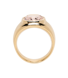 Bague Cocktail en Quartz Rose, Or 14K, Sertissage Ovale, Bague de Fiançailles Glamour pour Femme, Pierre de Naissance de Juin - Product Image 3