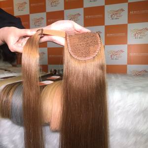 Extensions de cheveux queue de cheval 100% vietnamiennes, pleines, épaisses, non traitées, cuticules alignées, qualité supérieure, cheveux Remy - Product Image 4