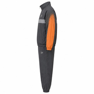 Men Gray Polyester Tracksuit <b>Set</b> Orange Accents Drawstring Closure Side Pockets Sporty <b>Jogger</b> Style Eco-Friendly 2 1 Design - Product Image 5