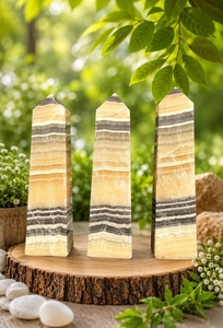 Grande tour de calcite zébrée de 11 pouces, obélisque en cristal poli, lot de 3 pointes de calcite naturelle, décoration intérieure, cristal de guérison Reiki - Product Image 6