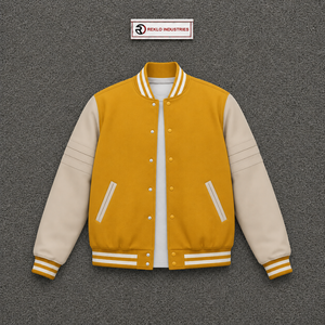 PREMIUM MUSTARD YELLOW LETTERMAN VARSITY <b>JACKET</b> FOR <b>MEN</b> With <b>White</b> Sleeves And Stripes Casual Autumn Wear EVERYDAY STREETWEAR - Product Image 5