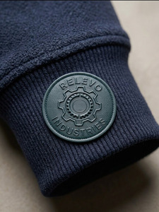 <b>Men's</b> <b>Navy</b> Blue Hooded Pullover Sweatshirt Front Embossed Logo Regular Fit Casual <b>Fleece</b> Spandex/Polyester Spring Breathable - Product Image 4