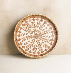 ชุดถาดเสิร์ฟหวายทรงกลมหรูหราราคาไม่แพงตกแต่งด้วยแม่ของไข่มุกฝังเหมาะสำหรับชาของว่างและของขวัญ Eid - Product Image 6