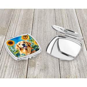 Golden Retriever Sunflowers <b>Compact</b> Folding Handheld Makeup <b>Mirror</b> for Women Travel Decorative Pocket <b>Mirror</b> Gift for Girls - Product Image 3